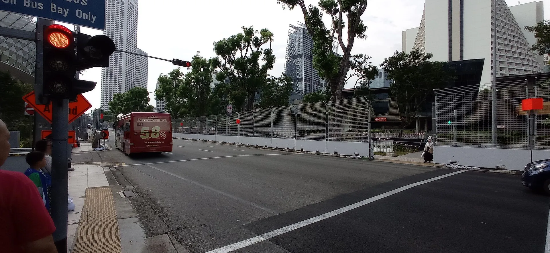 The Marina Bay Street Circuit being prepared near the current Turn 15 map annotation in August 2023.